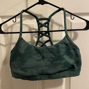 Dark green camo sports bra